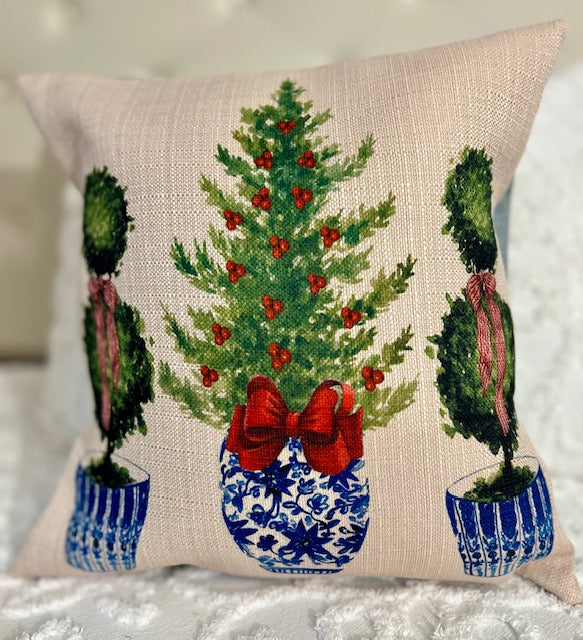 Chinoiserie Tree with Red Bow 17X17